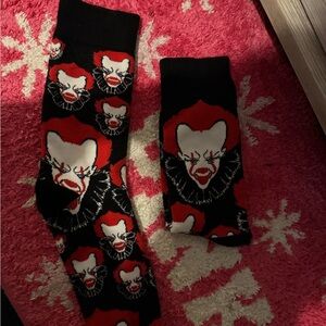 Horror-Themed Black and Red Socks